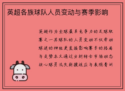 英超各族球队人员变动与赛季影响